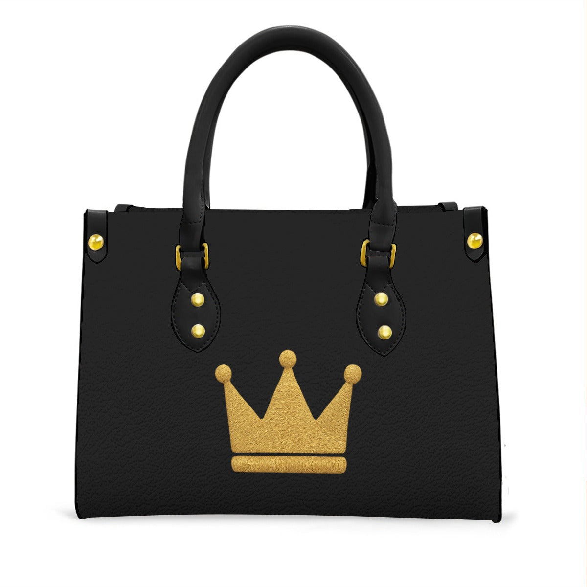 Crown BLK GLD Tote Bag With Black Handle