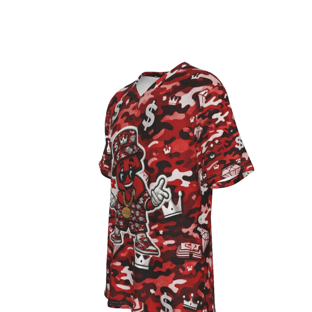 Camo Red Alert Money Moves V-Neck T-Shirt