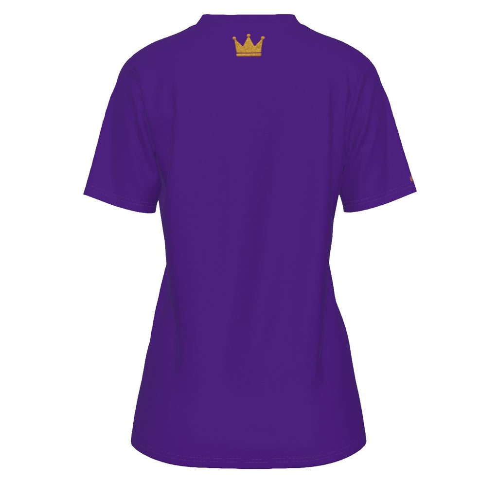 Krön Dich selbst in Lila und Gold Damen T-Shirt mit Rundhalsausschnitt