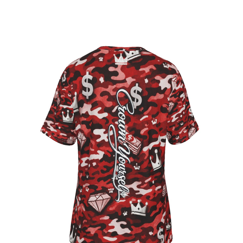 Camo Red Alert Money Moves V-Neck T-Shirt