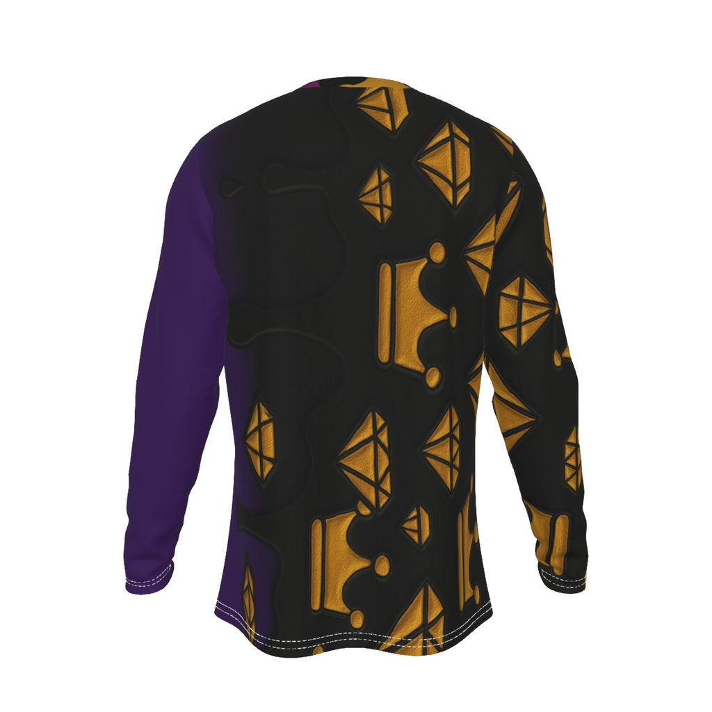T-shirt à manches longues noir violet et or pour homme Crown Yourself