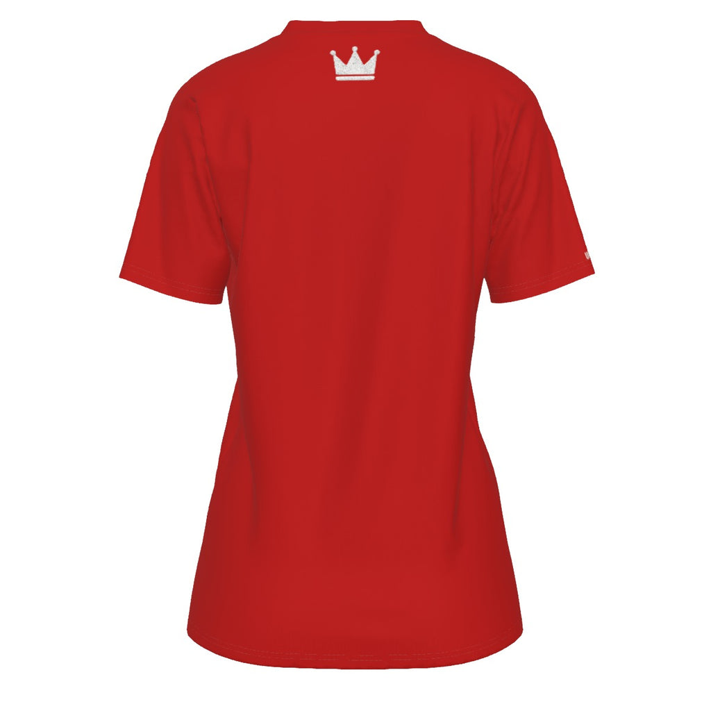 Krone Dich selbst Rot und Weiß Damen Rundhals-T-Shirt