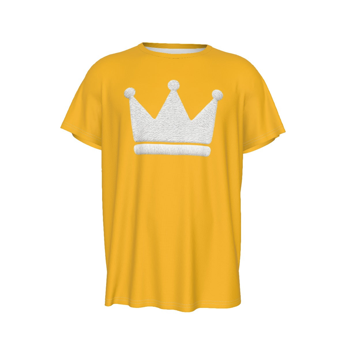 Crown Yellow and White Men's Round Neck Short Sleeve T-Shirt