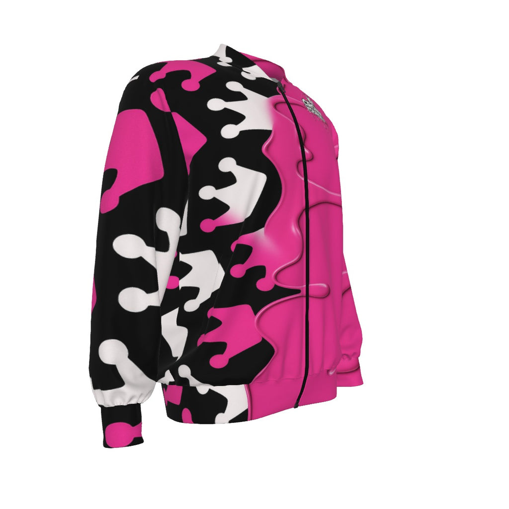 Krone Dich Pink, Schwarz und Weiß Unisex Bomberjacke