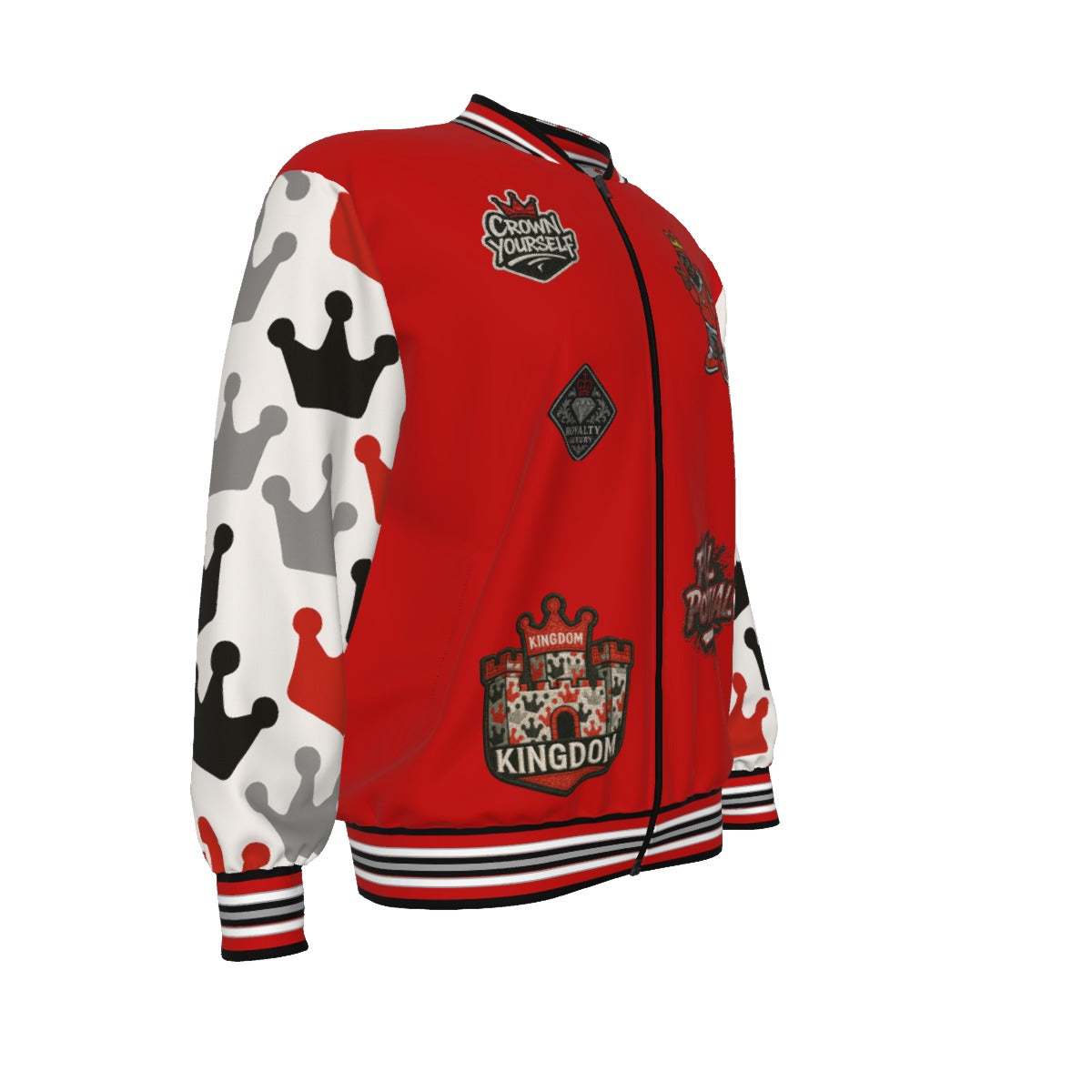 Crown Yourself red blk white Unisex Bomber Jacket