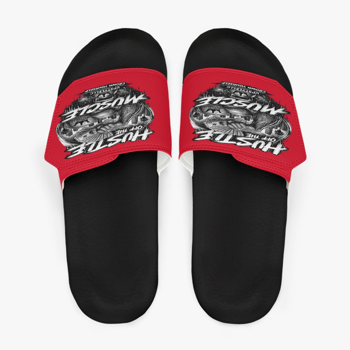 Red Pressure — Hustle Off the Muscle Men's Velcro Slippers