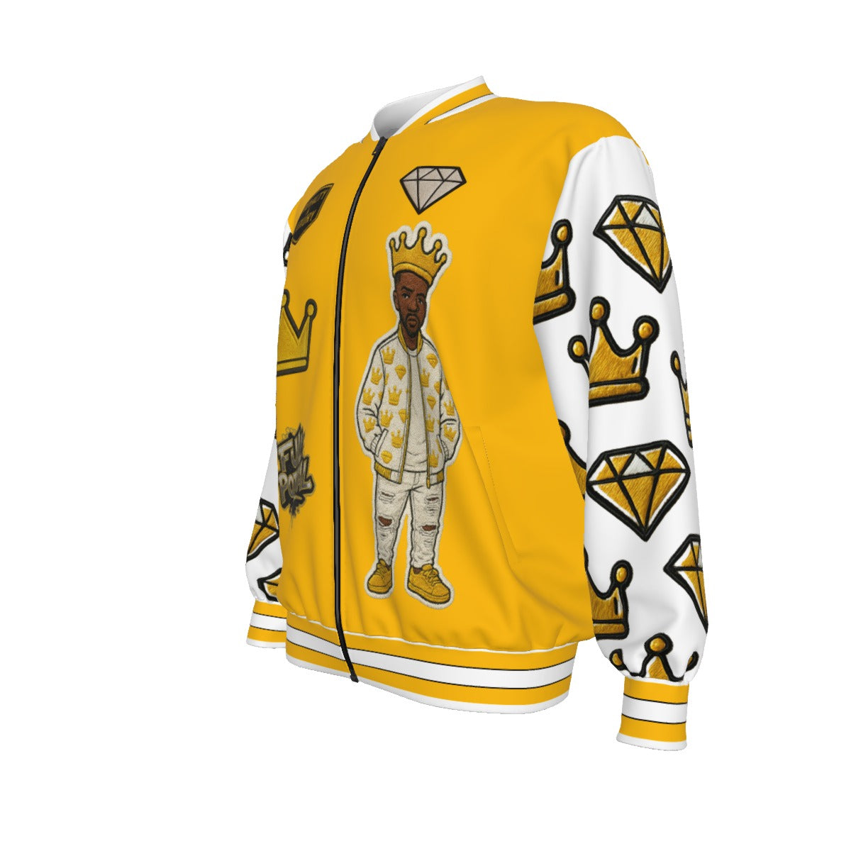 Crown yourself yellow and white Bomber Jacket