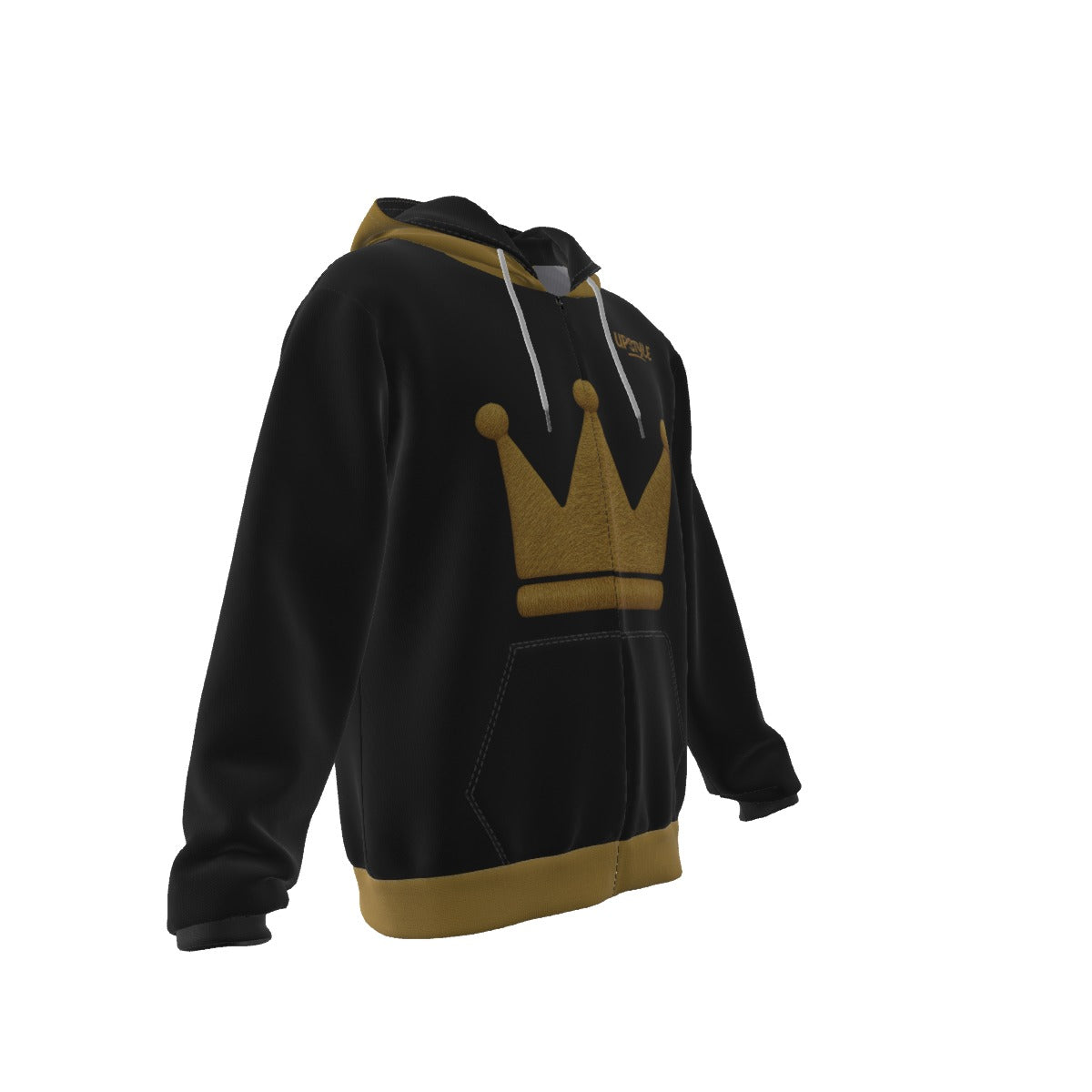 Crown BLK GLD  Zip Up Hoodie With Pocket