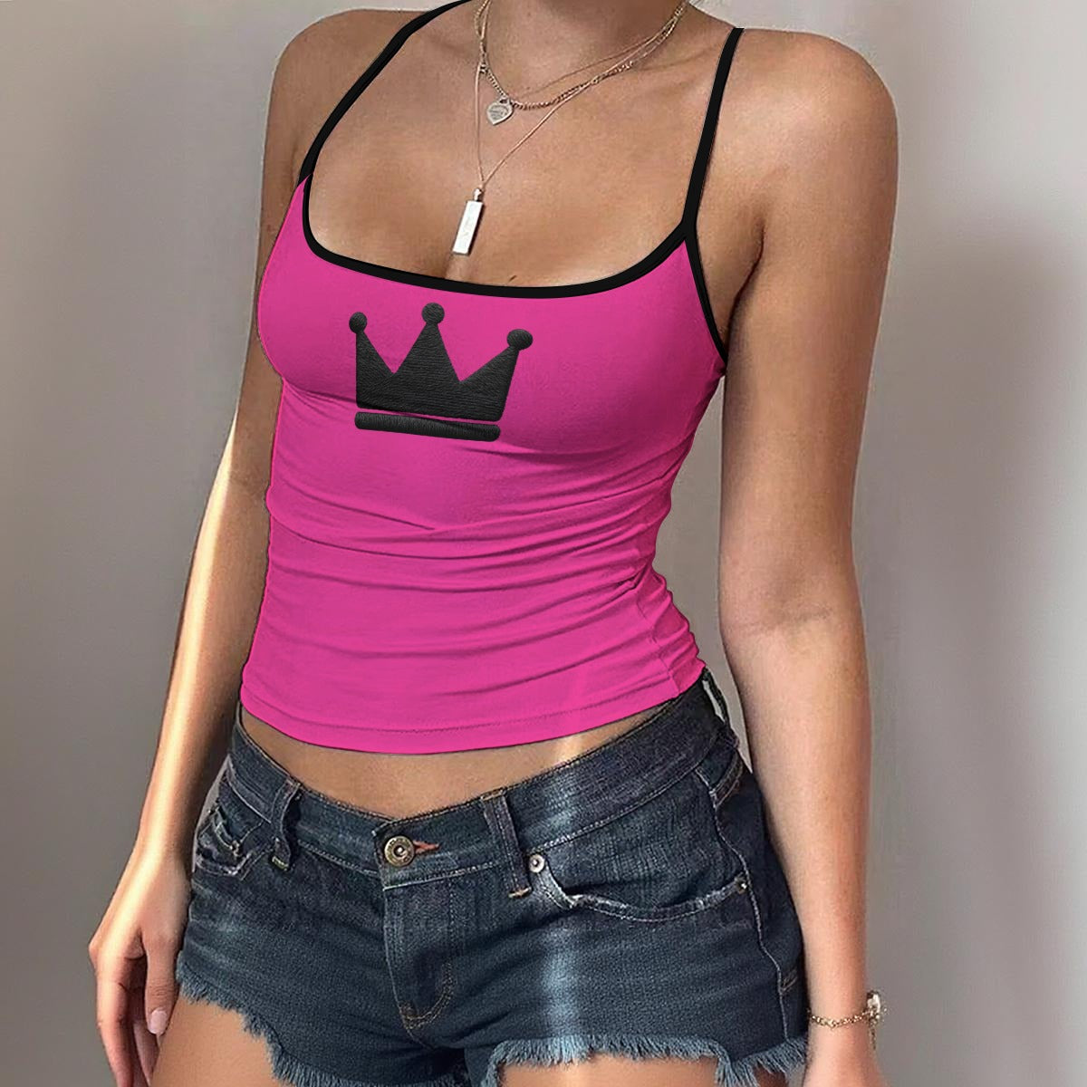 UPSTYLE Crown Cami Top – Pink/Black