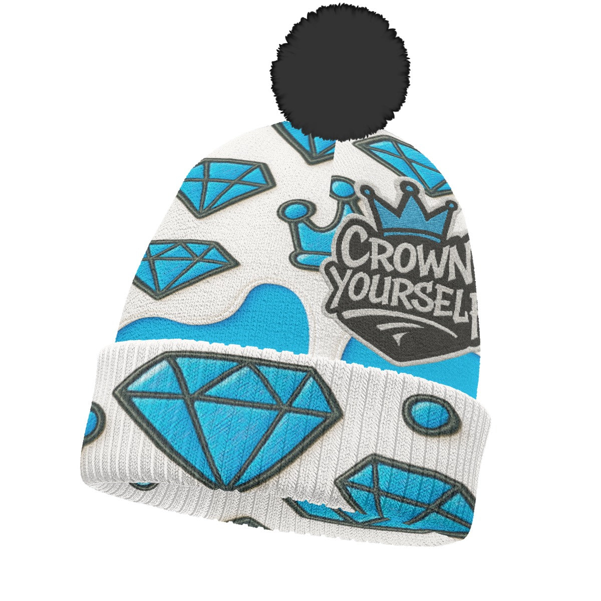 Crown yourself Baby Blue Knitted Hat With Pom-Pom