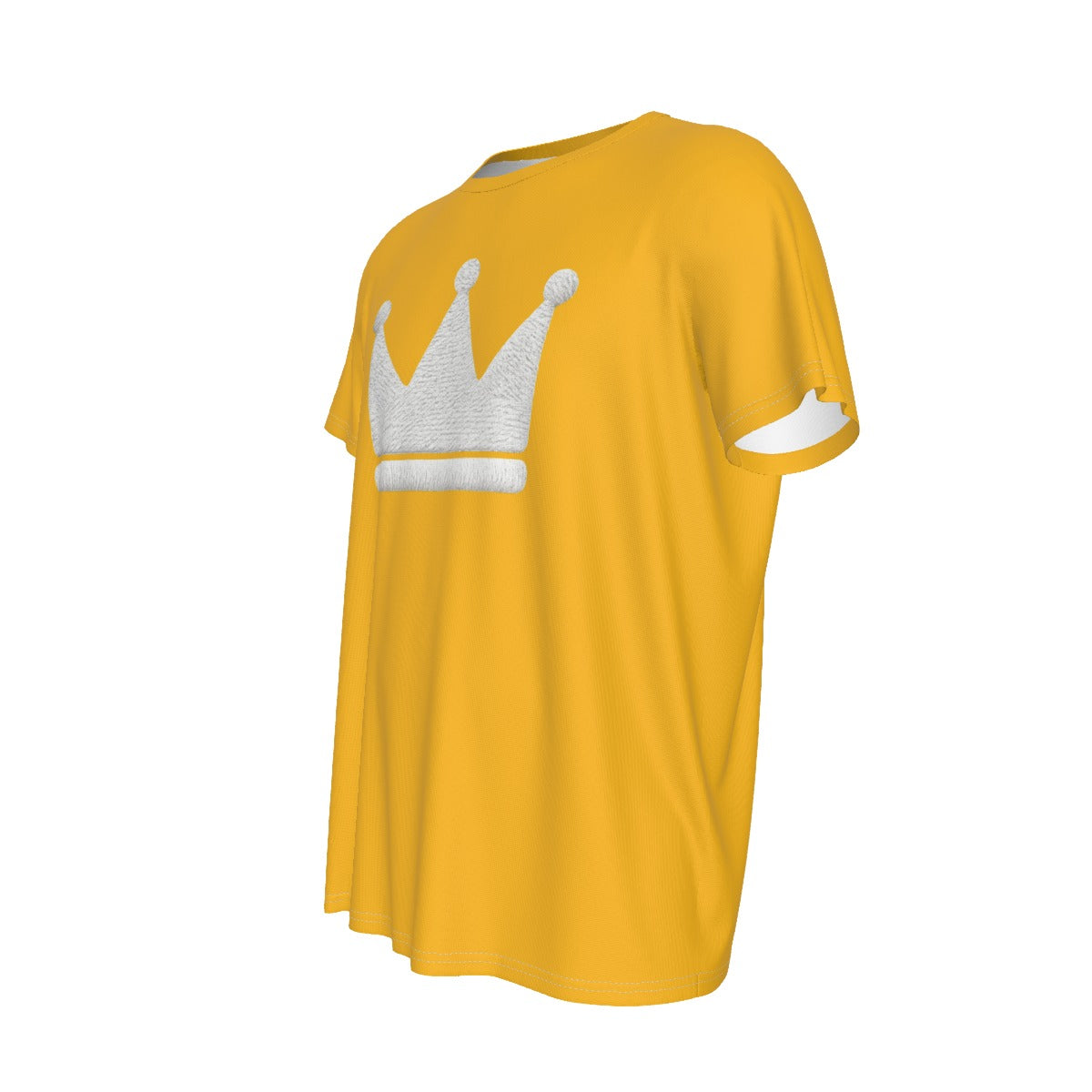 Crown Yellow and White Men's Round Neck Short Sleeve T-Shirt