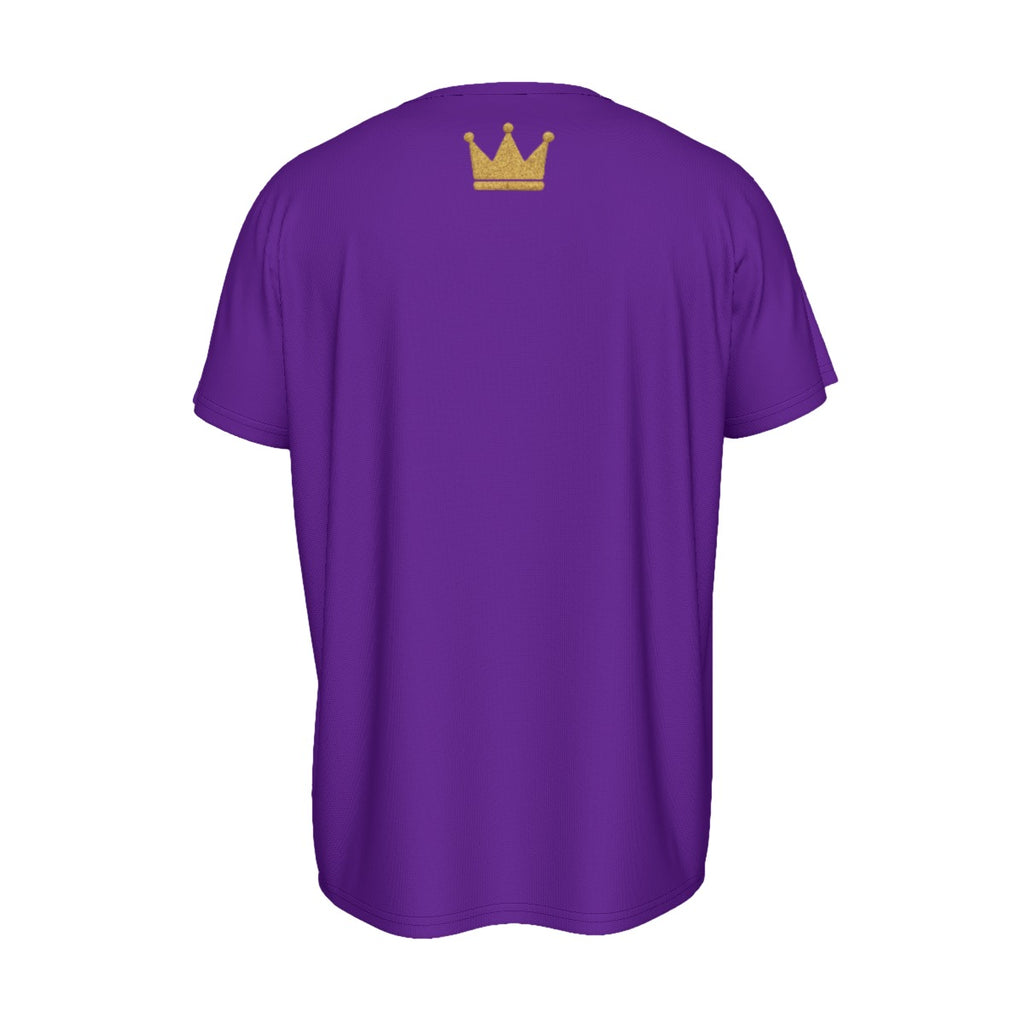 Krön dich selbst lila-goldenes Herren-Rundhals-T-Shirt mit kurzen Ärmeln