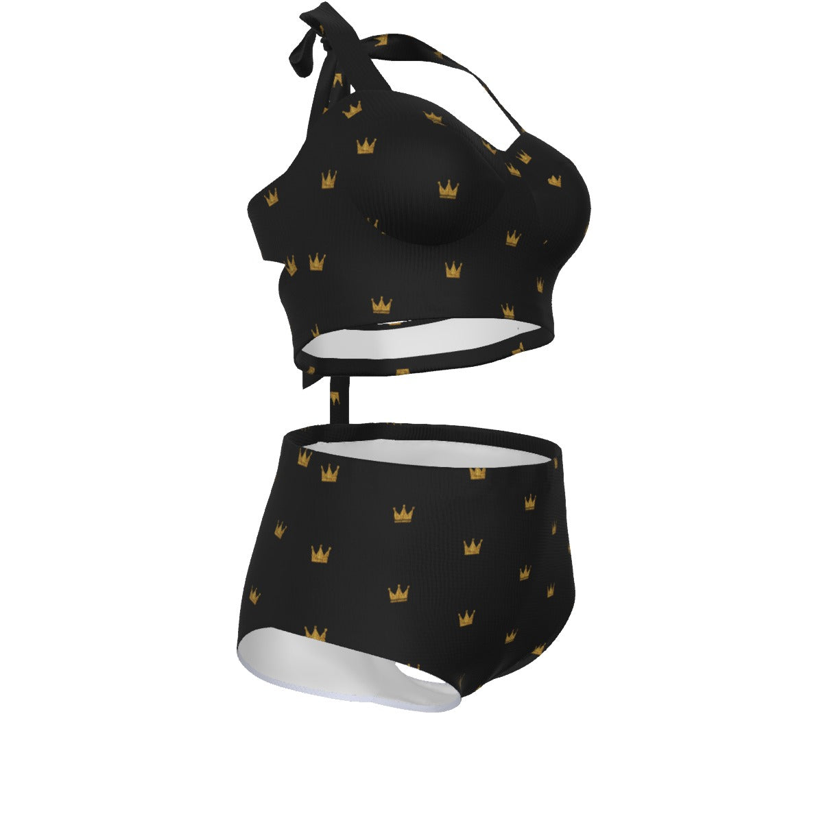 Black/Gold Queen Crown Bikini Set
