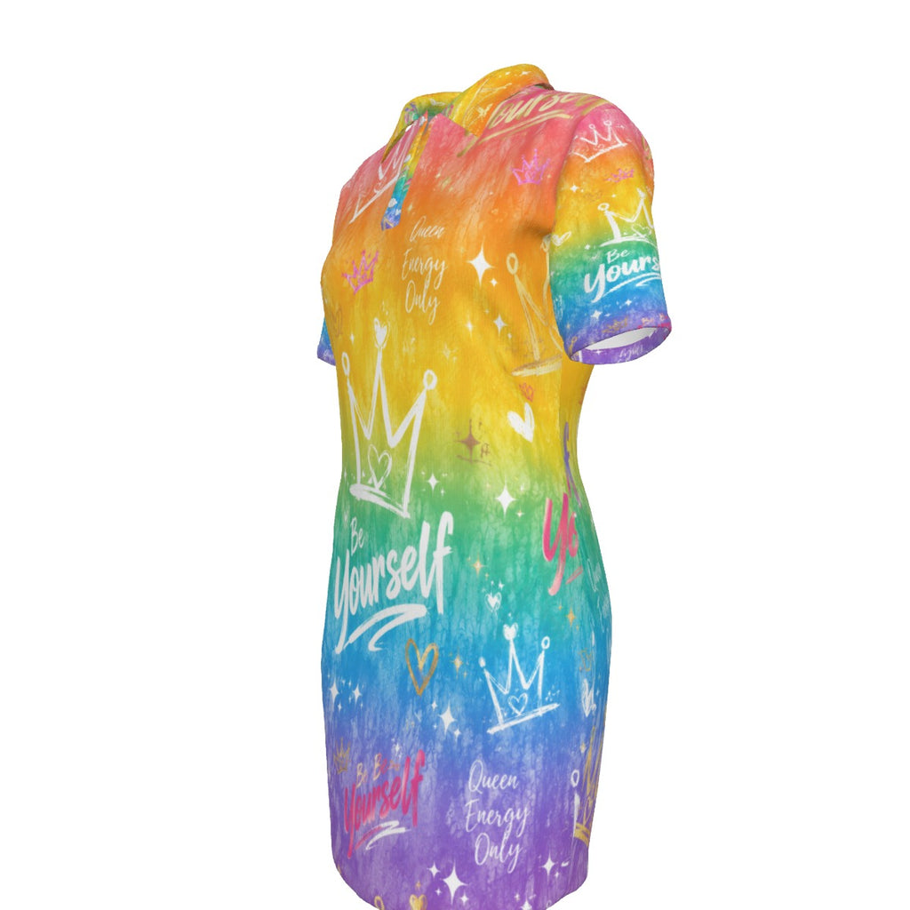 Rainbow Energy Women's Polo Collar Dress