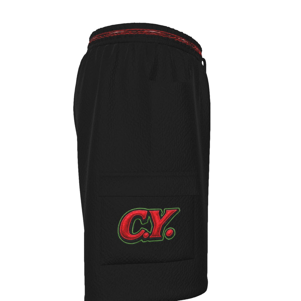 C.Y. Emerald Reign Men's Cargo Shorts Black/Red/Green