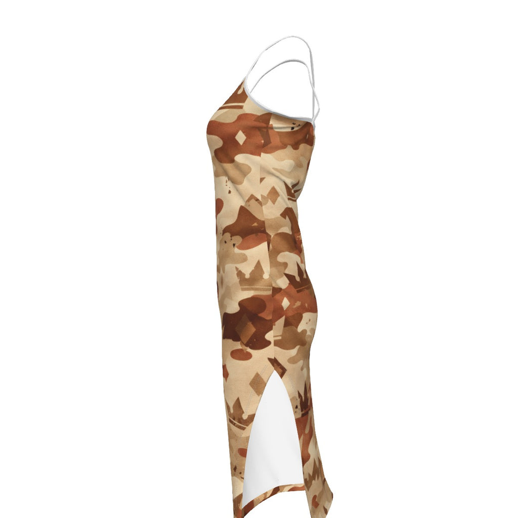 Crown Yourself Desert Camo Back Cross Cami Dress