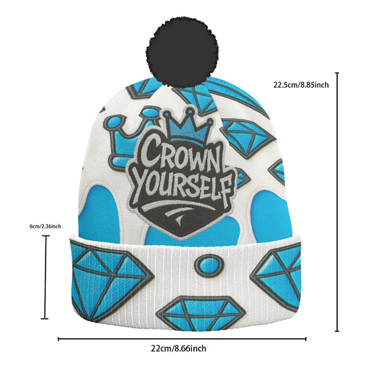 Crown yourself Baby Blue Knitted Hat With Pom-Pom