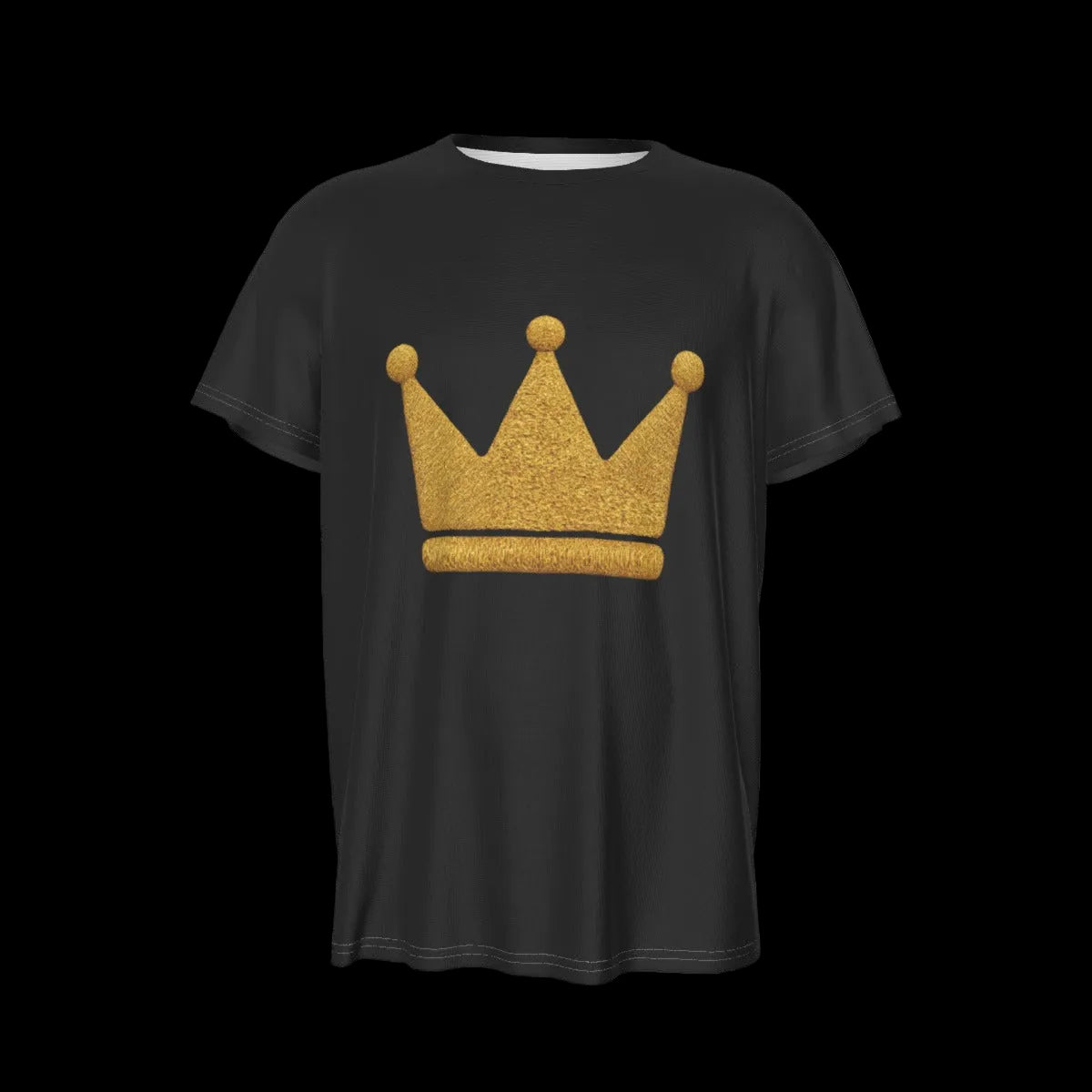 Crown Black and  Gold Men's Round Neck Short Sleeve T-Shirt