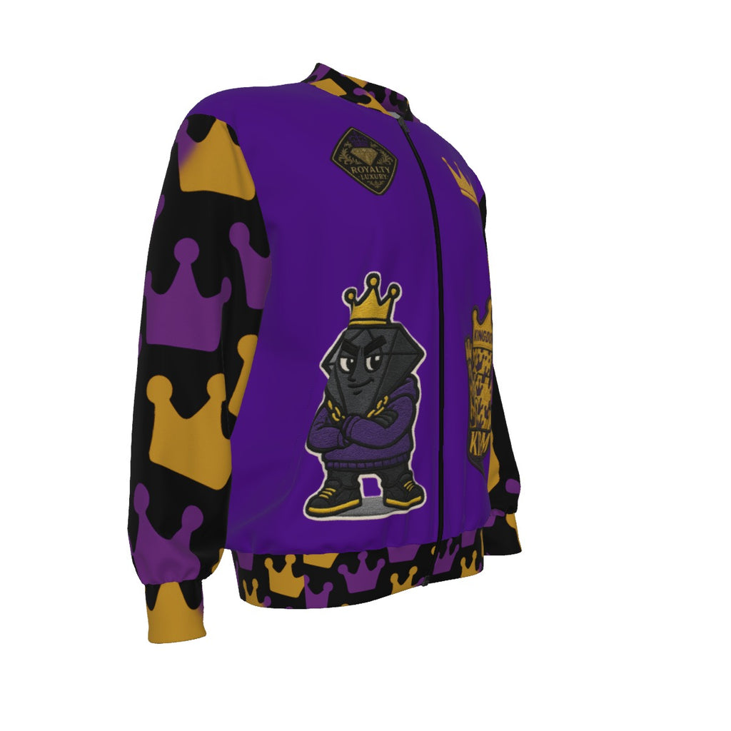 Bomberjacke „Crown Yourself“ in Lila, Gold und Schwarz