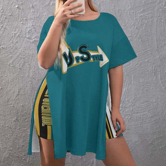 Da JAG Drop-Shoulder T-Shirt with Side Split and Shorts (Plus Size)