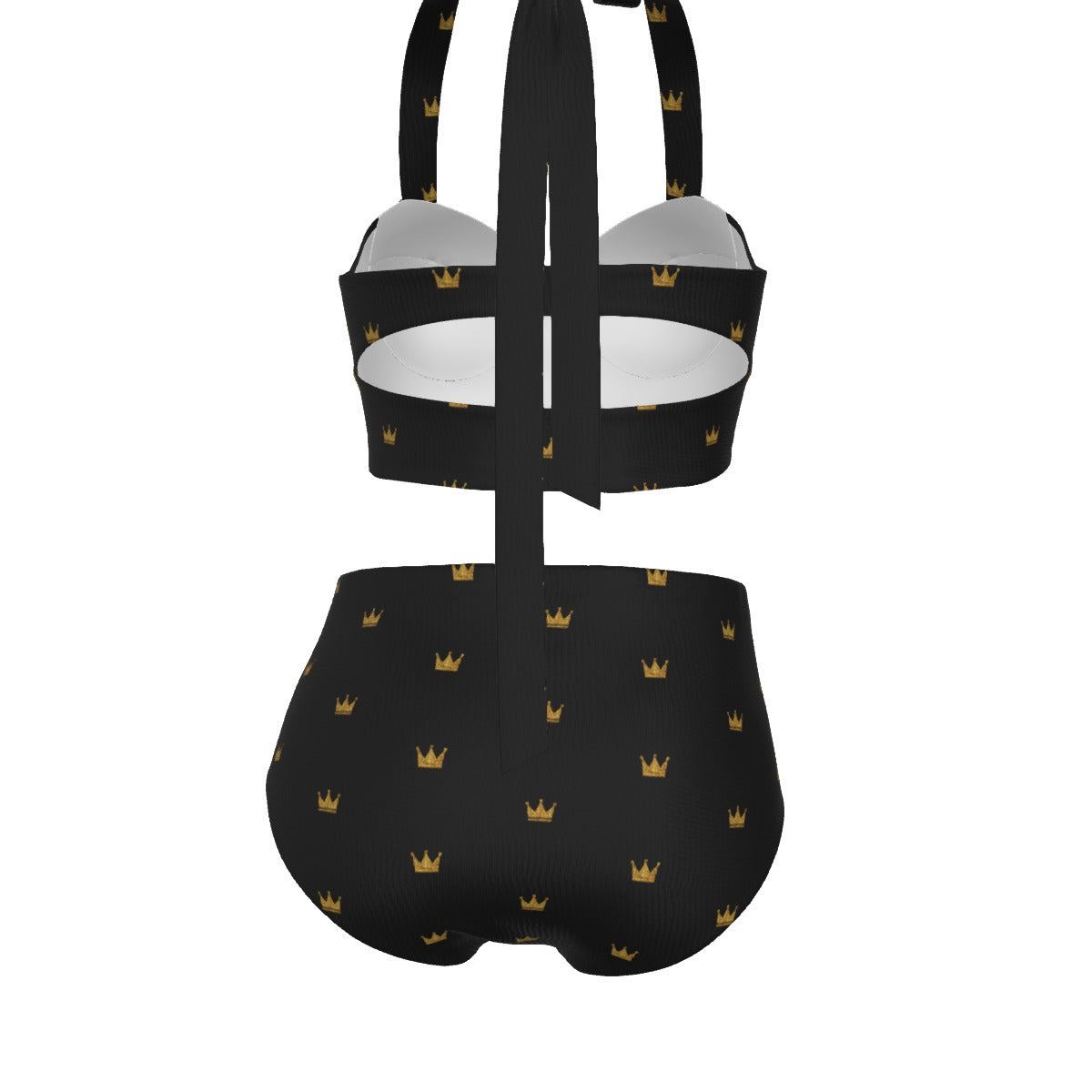 Black/Gold Queen Crown Bikini Set