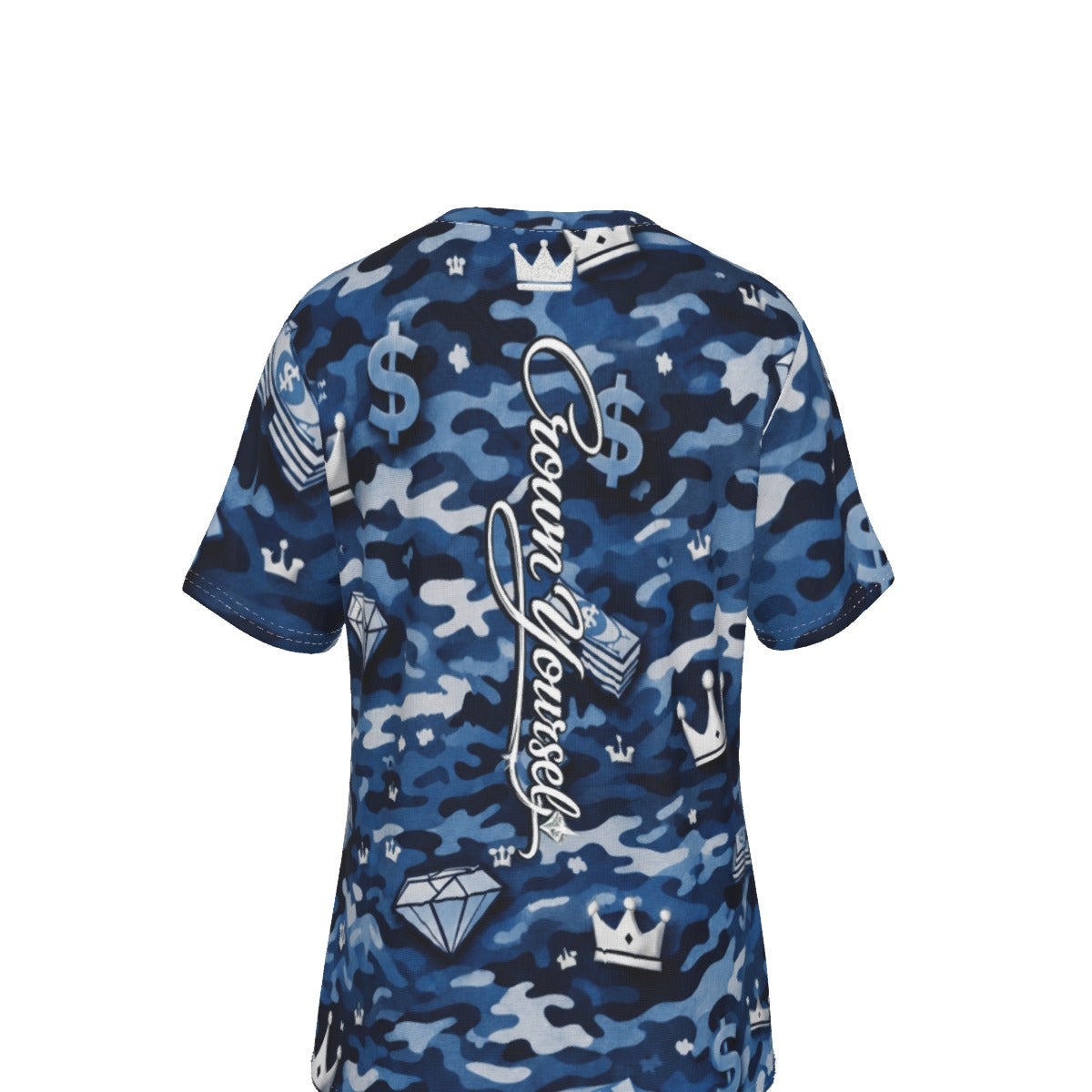 Camo Blue Money Moves V-Neck T-Shirt