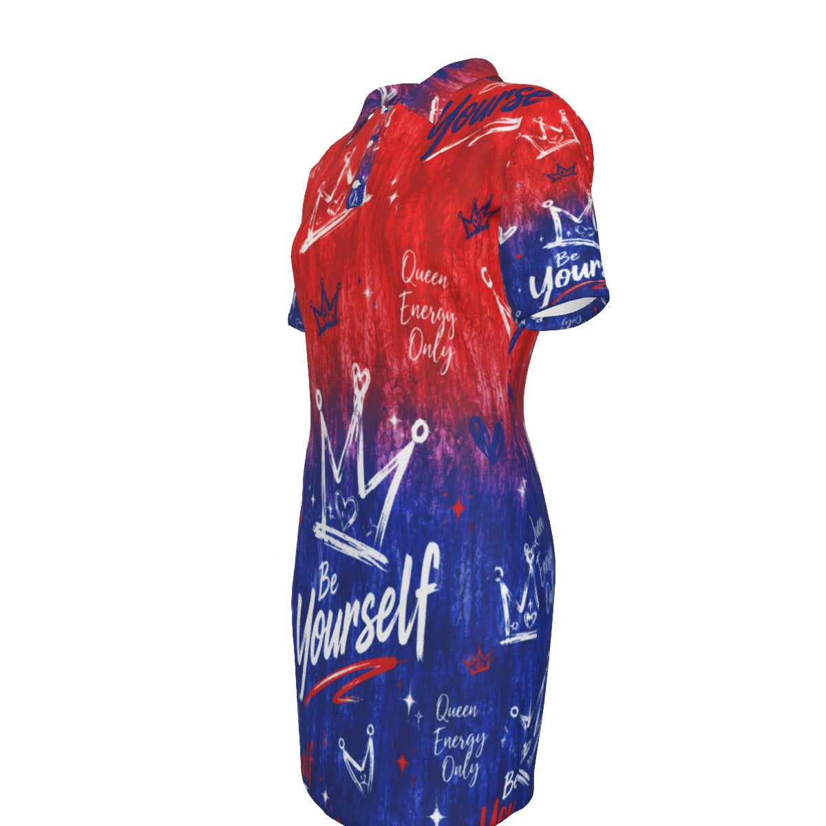 Red & Royal Blue Women's Polo Collar Dress