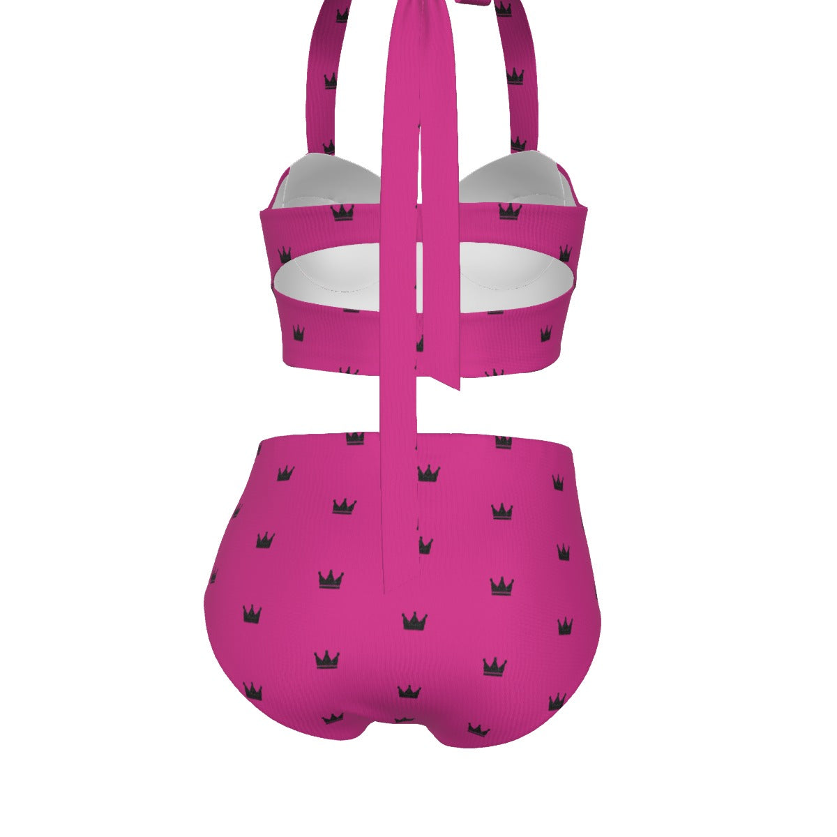 Hot Pink/Black Queen Crown Bikini Set