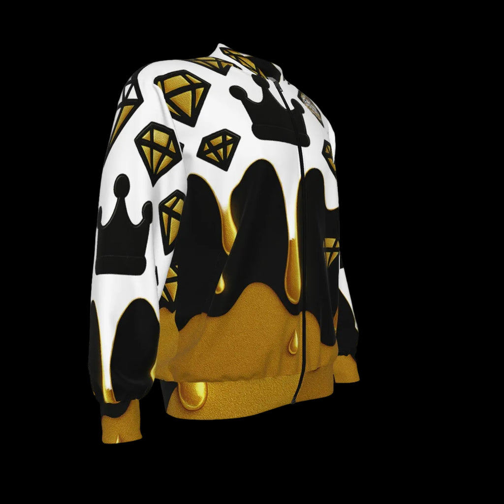"Crown Yourself" weiß, schwarz und goldene Unisex Bomberjacke