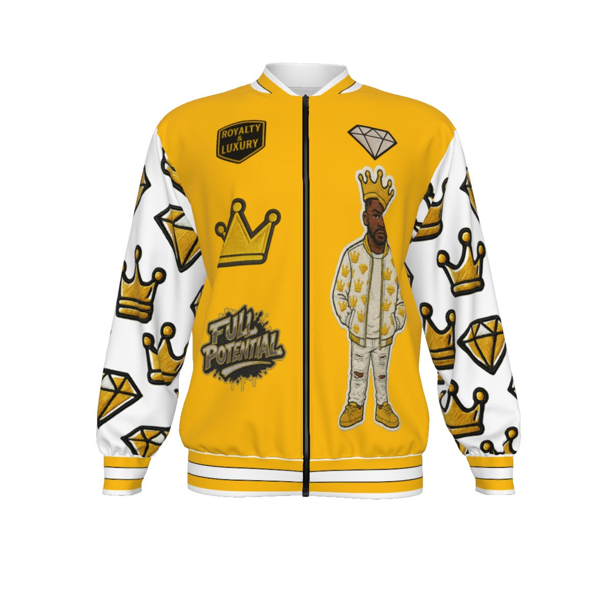 Crown yourself yellow and white Bomber Jacket