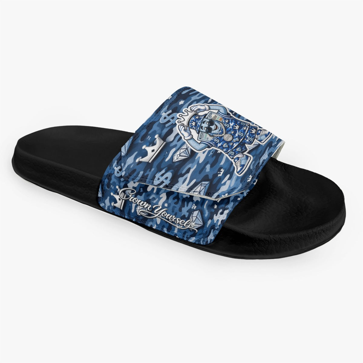 Camo Blue Money MovesMen's Velcro Slippers