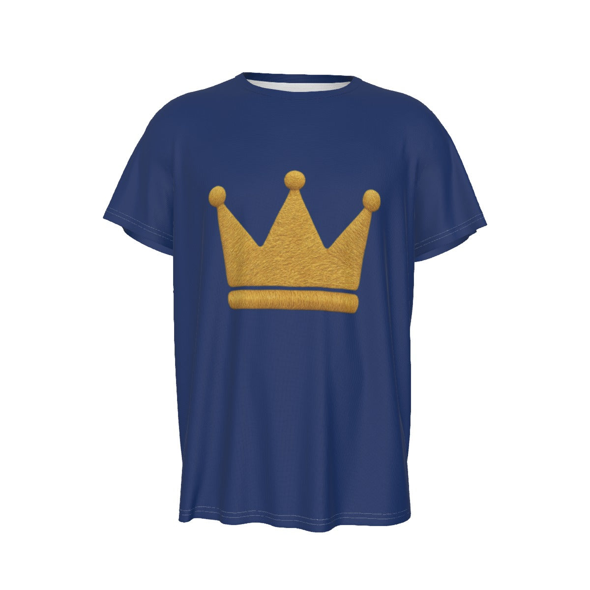 Crown Blue and Gold Men's Round Neck Short Sleeve T-Shirt
