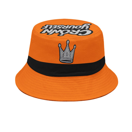 Crown Yourself Orange, Black, and Sliver Bucket Hat