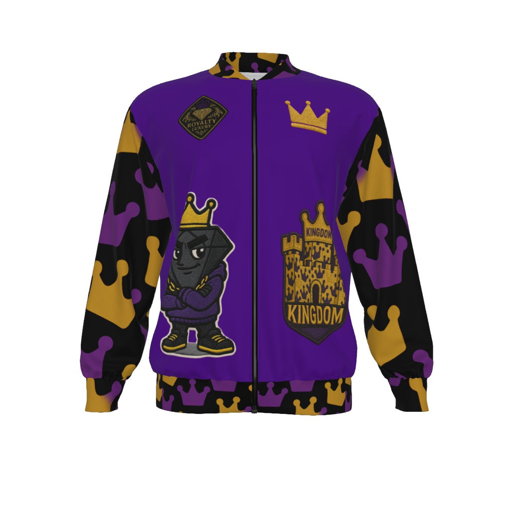 Bomberjacke „Crown Yourself“ in Lila, Gold und Schwarz