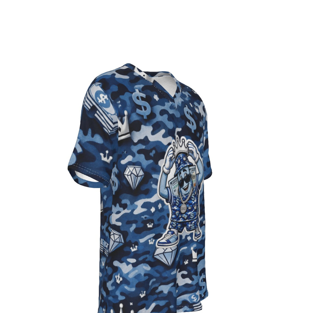 Camo Blue Money Moves V-Neck T-Shirt