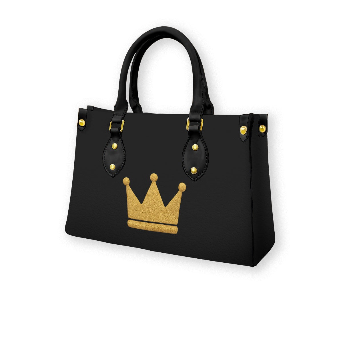 Crown BLK GLD Tote Bag With Black Handle
