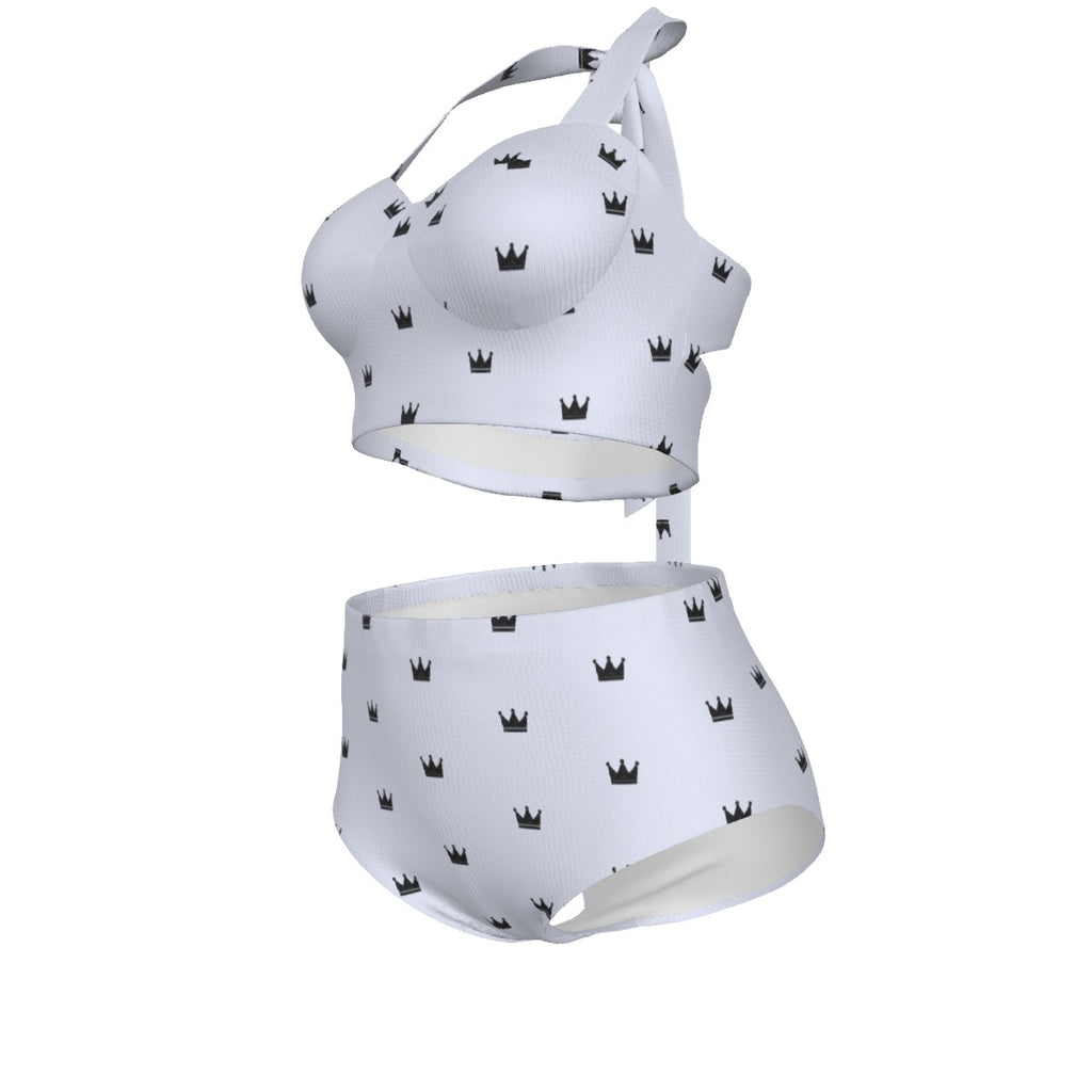 White/Black Queen Crown Bikini Set