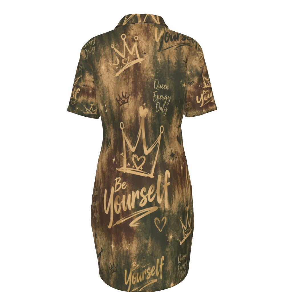 Luxury Gold Women's Polo Collar Dress