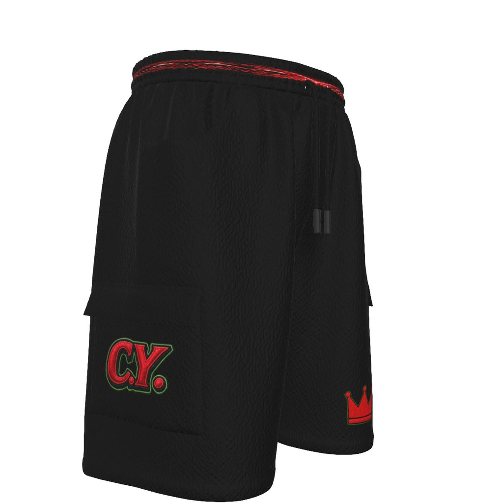 C.Y. Emerald Reign Men's Cargo Shorts Black/Red/Green