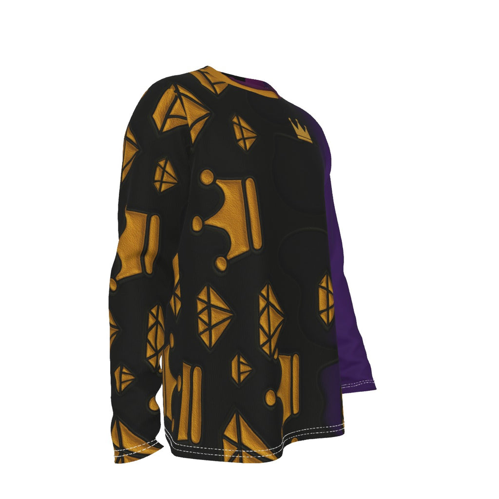 T-shirt à manches longues noir violet et or pour homme Crown Yourself