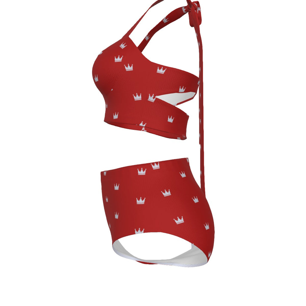 Red/White Queen Crown Bikini Set