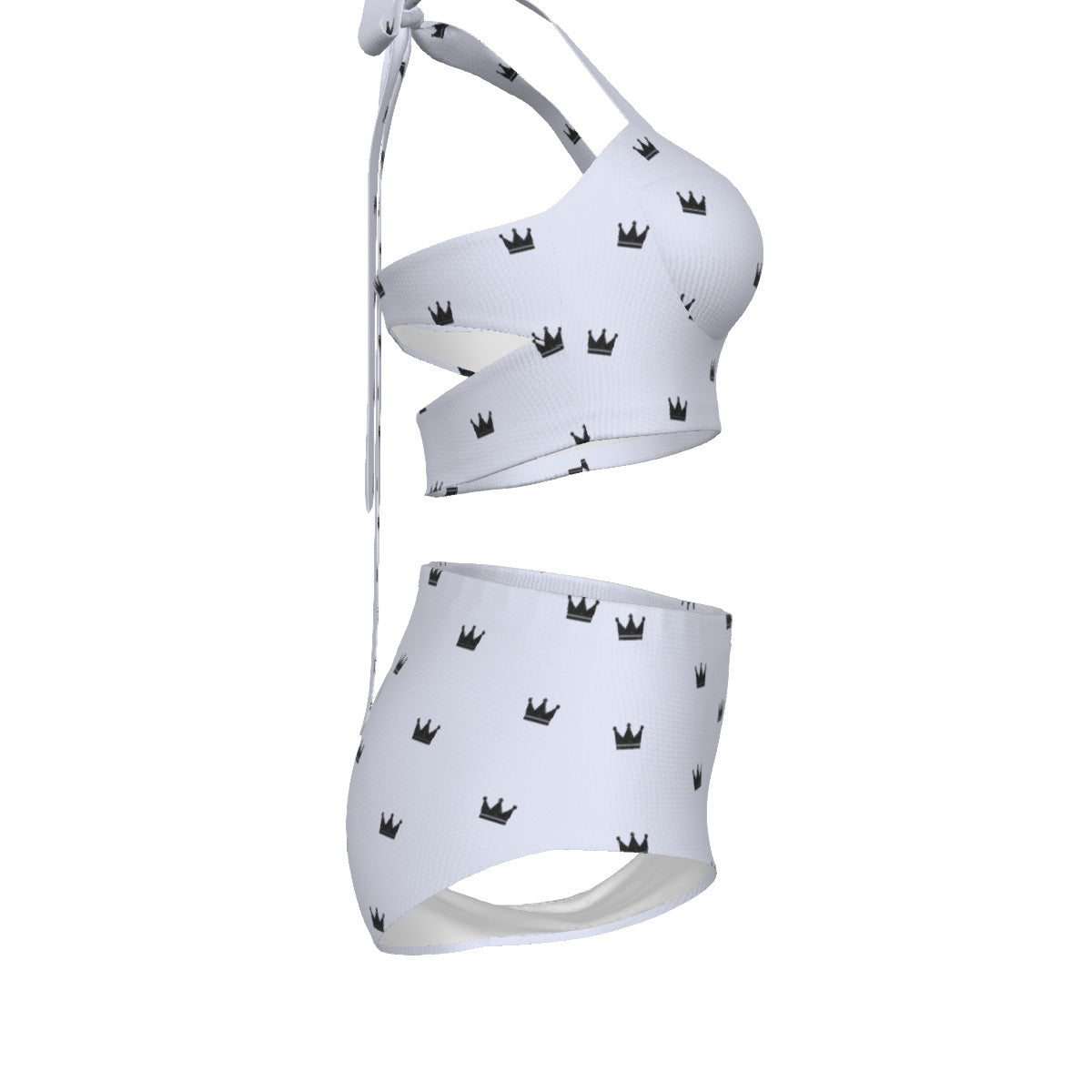 White/Black Queen Crown Bikini Set