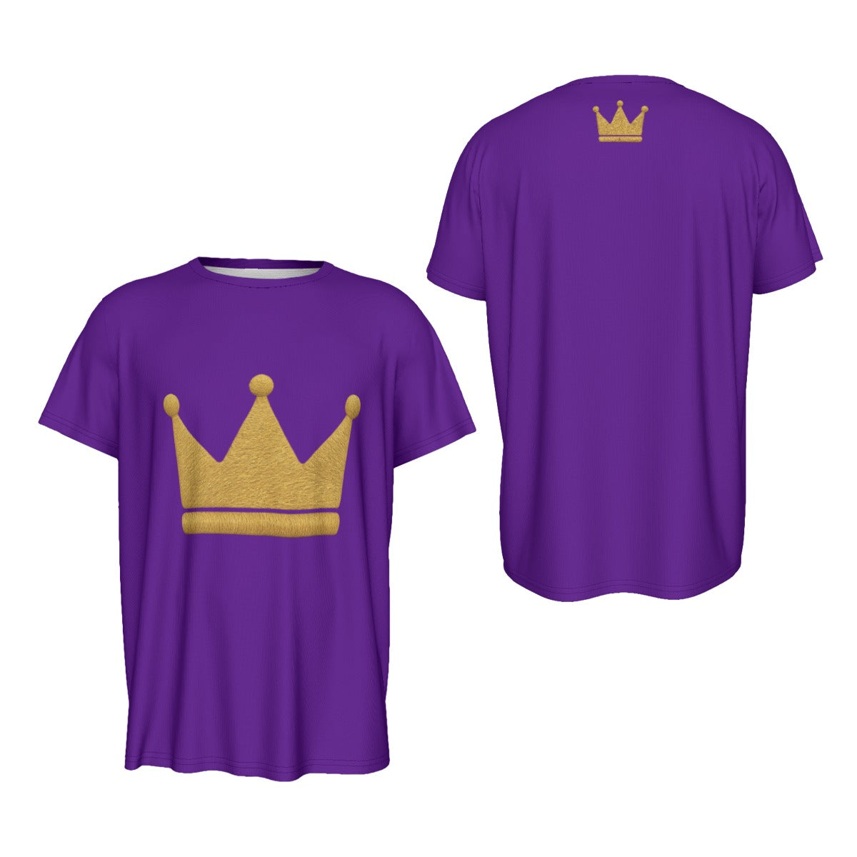 Crown Purple and Gold Men's Round Neck Short Sleeve T-Shirt