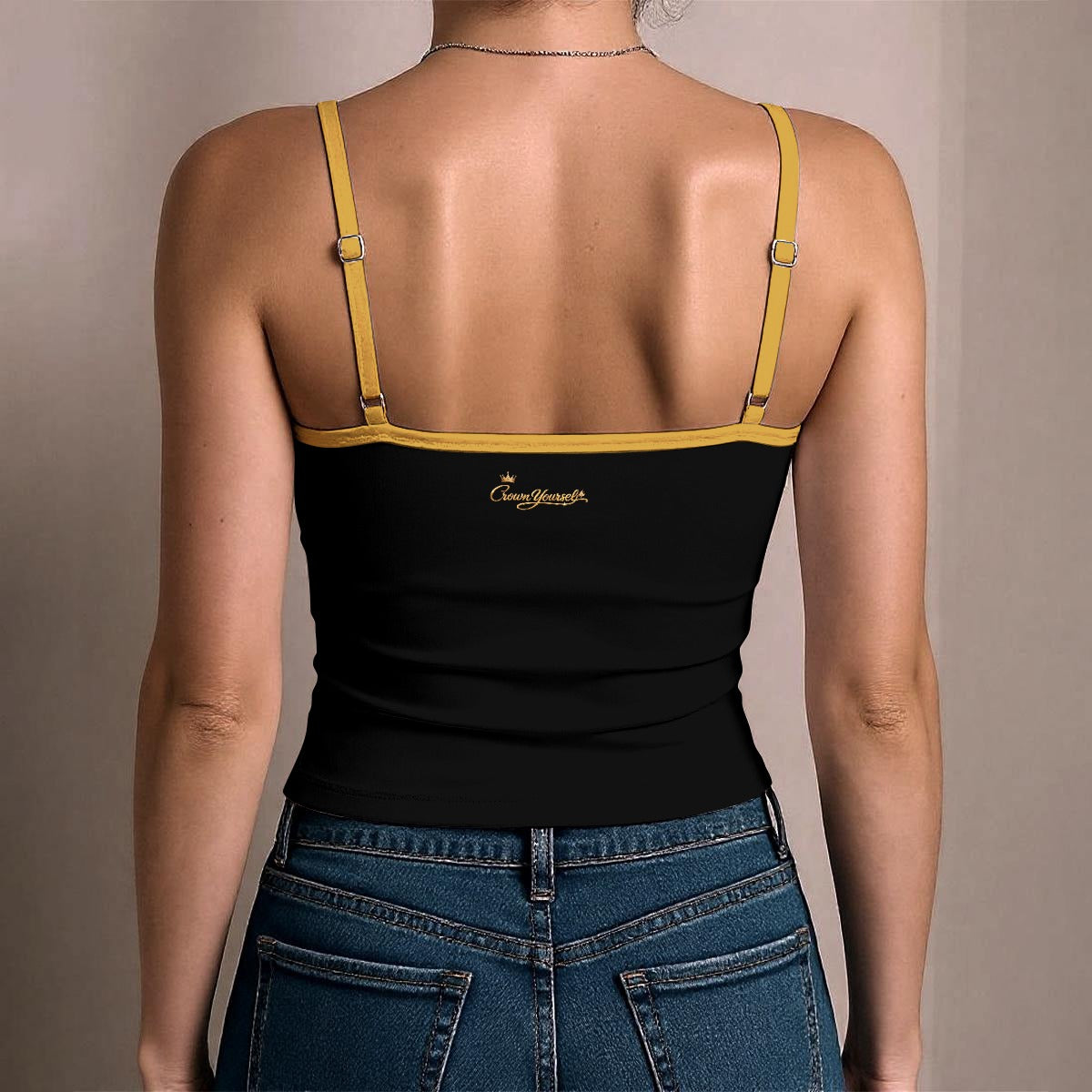 UPSTYLE Crown Cami Top – Black/Gold