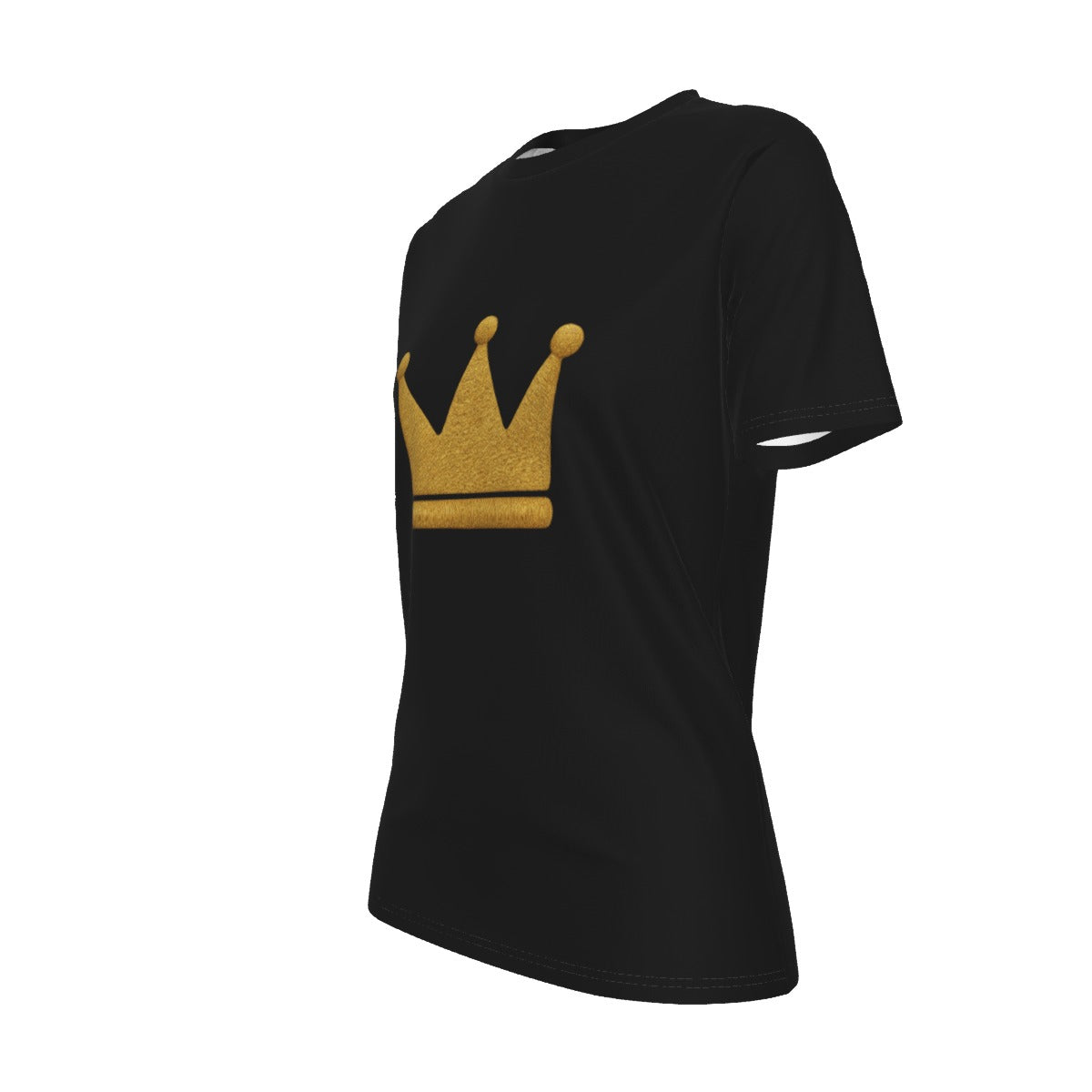 Crown BLK and GLD Women's O-Neck T-Shirt|180 GSM Jersey