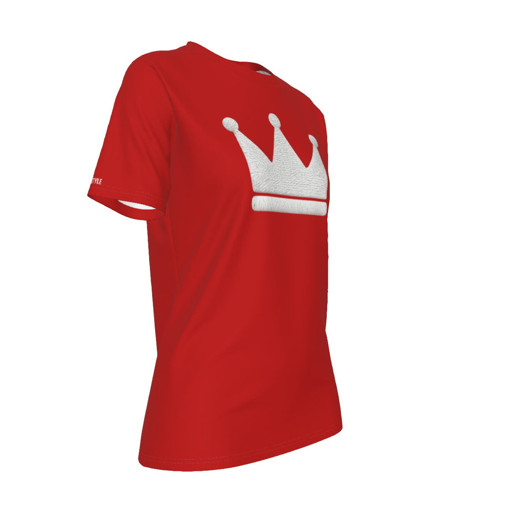 Krone Dich selbst Rot und Weiß Damen Rundhals-T-Shirt
