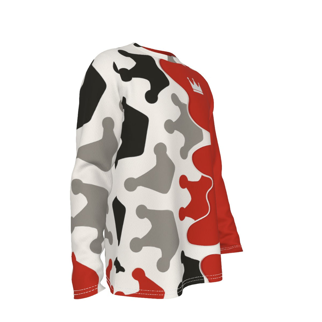 Krön dich Rot, Weiß und Schwarz Langarmshirt für Herren