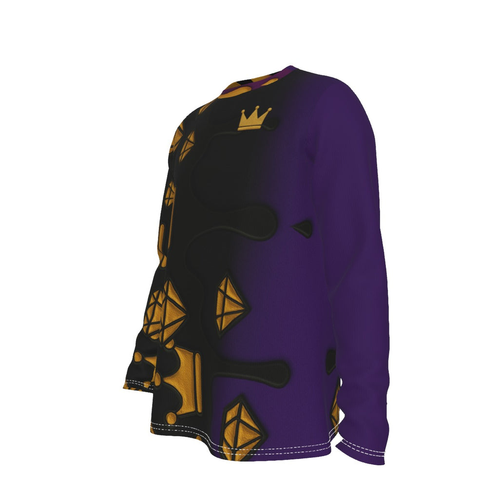 T-shirt à manches longues noir violet et or pour homme Crown Yourself