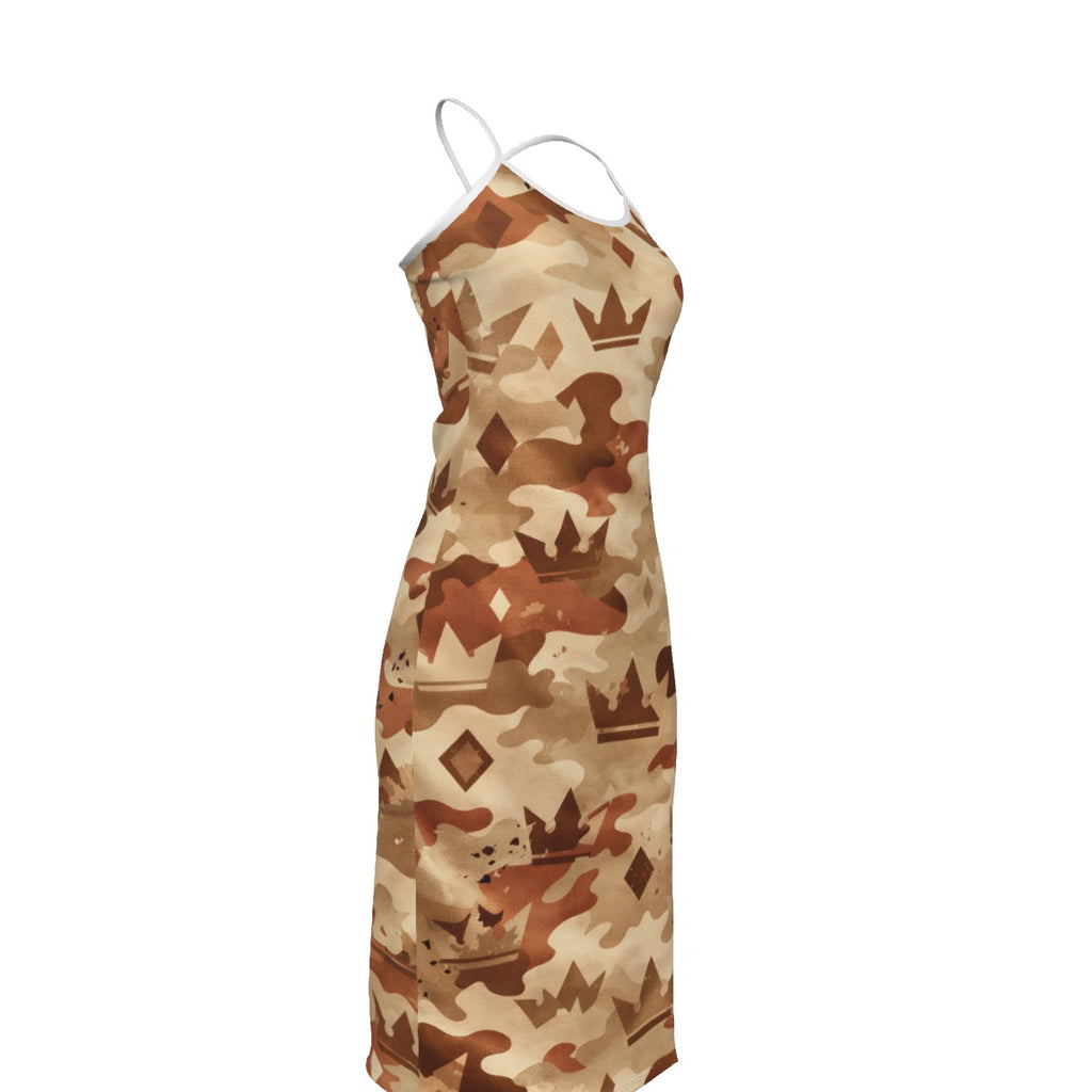 Crown Yourself Desert Camo Back Cross Cami Dress