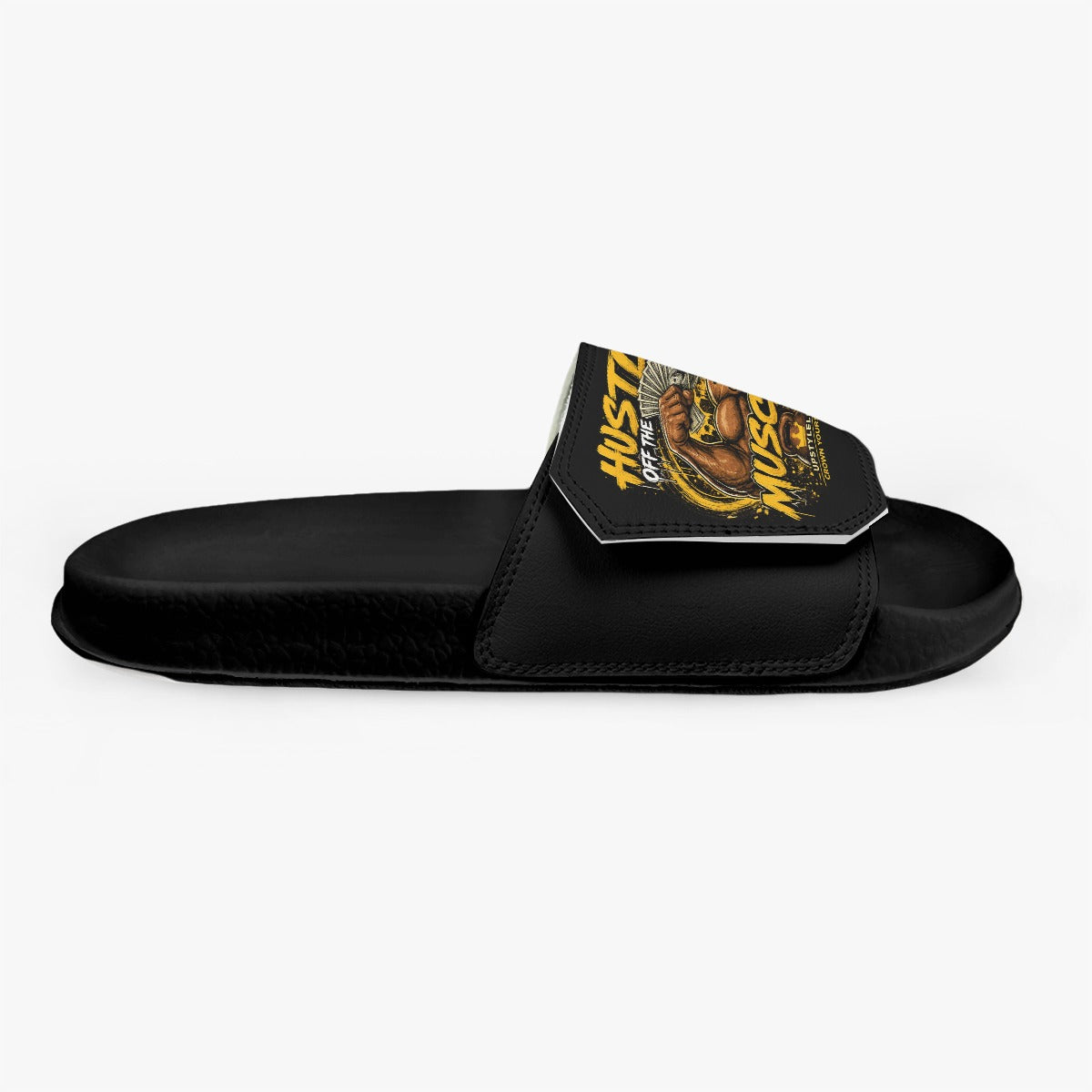 Black Grind — Hustle Off the Muscle Men's Velcro Slippers